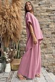 Pure Cotton Santos Keyhole Drape Back Top Indian Pink